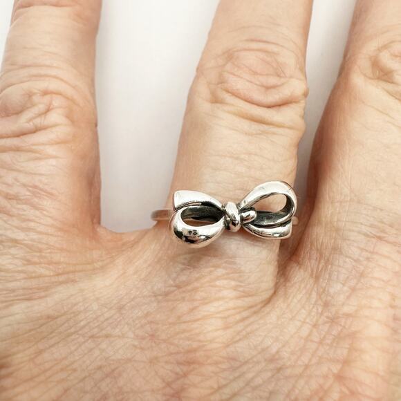 Boma BOW Ring Sterling Silver 925 Marked SIZE 7.75 Preppy Classic 7 3/4 - Picture 2 of 8
